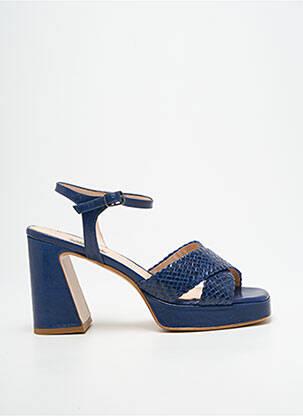 Sandales/nu pieds semi compensé talon de 7 à 9cm bleu LARA MAY femme