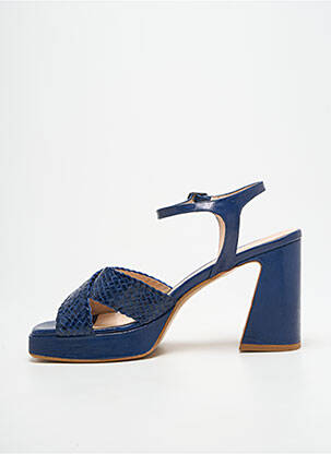 Sandales/nu pieds semi compensé talon de 7 à 9cm bleu LARA MAY femme