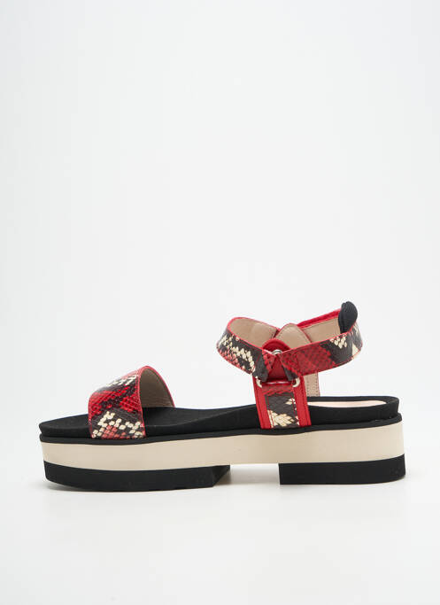 Sandales/nu pieds tissage satiné talon de 4 à 6cm rouge GADEA femme