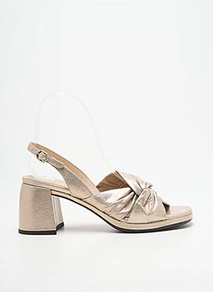 Sandales/nu pieds tissage satiné talon de 7 à 9cm or WONDERS femme