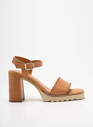 Sandales/nu pieds matière lisse talon de 7 à 9cm marron UNISA femme