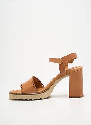 Sandales/nu pieds matière lisse talon de 7 à 9cm marron UNISA femme