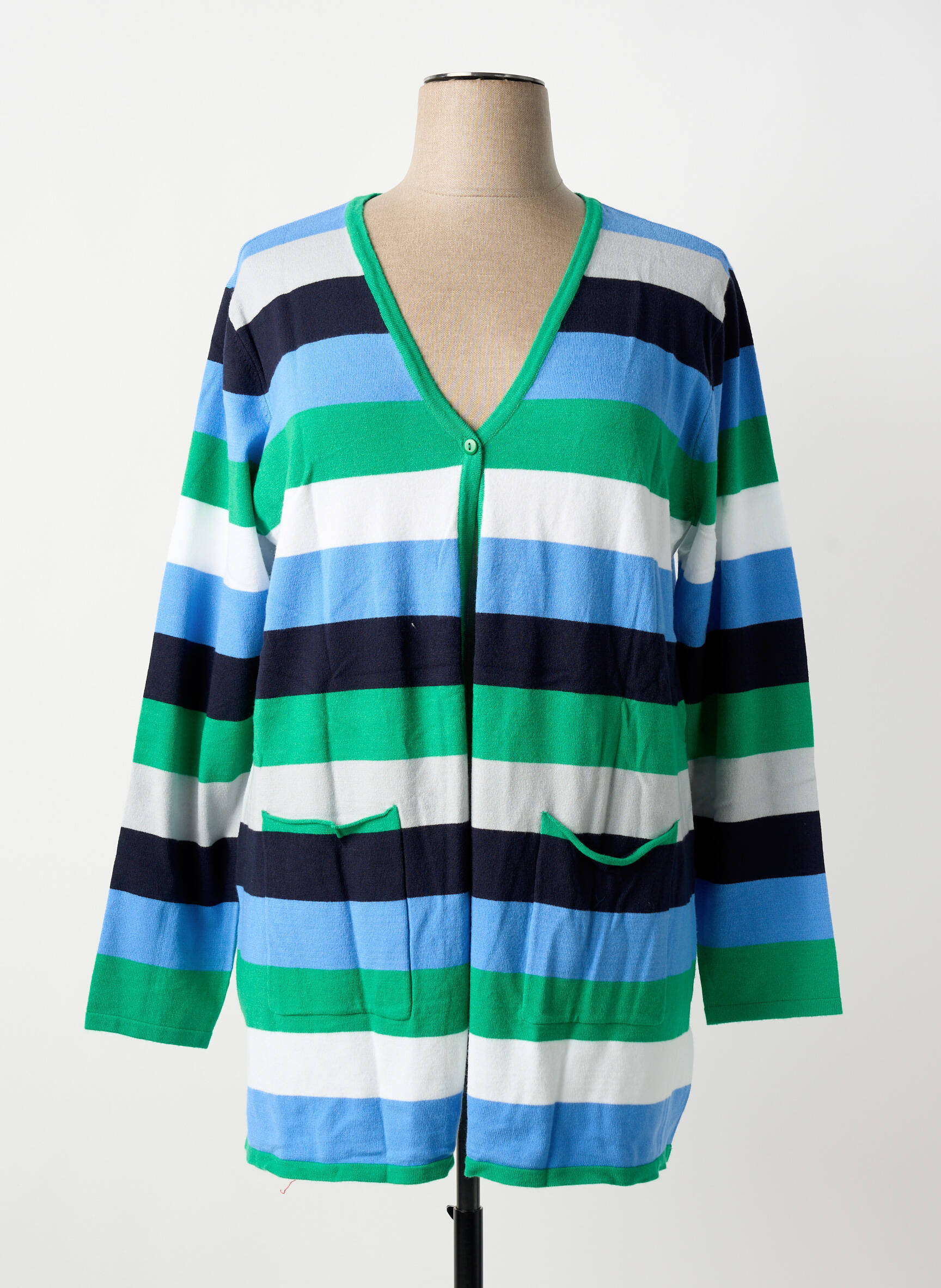 Gilet manches longues fermeture boutonnée sur le devant bleu SHEEGO femme
