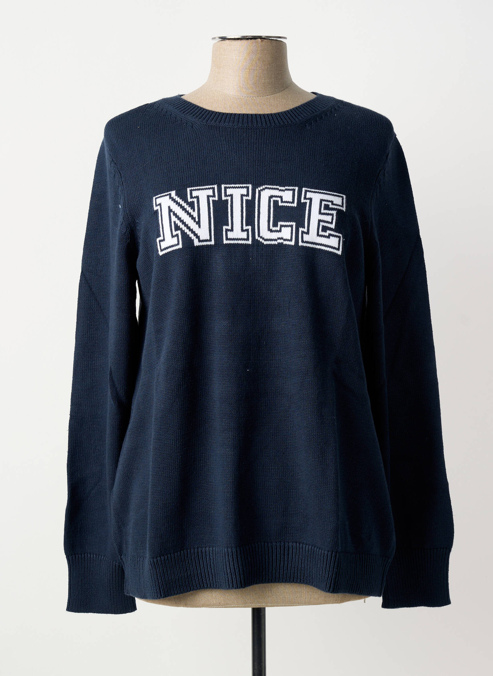 Pull coupe droite manches longues bleu SHEEGO femme