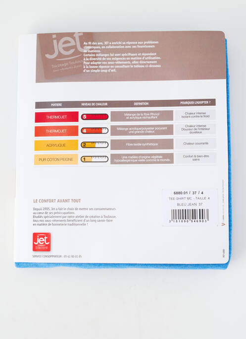 T-shirt stretch manches courtes bleu JET homme