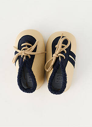 Chaussons/pantoufles fermeture lacets bout rond beige CHAUSS'COEUR garçon