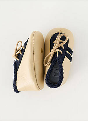 Chaussons/pantoufles fermeture lacets bout rond beige CHAUSS'COEUR garçon
