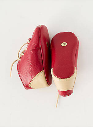 Chaussons/pantoufles fermeture lacets bout rond rouge CHAUSS'COEUR garçon