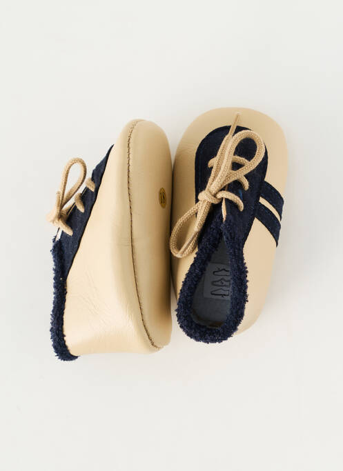 Chaussons/pantoufles fermeture lacets bout rond beige CHAUSS'COEUR garcon