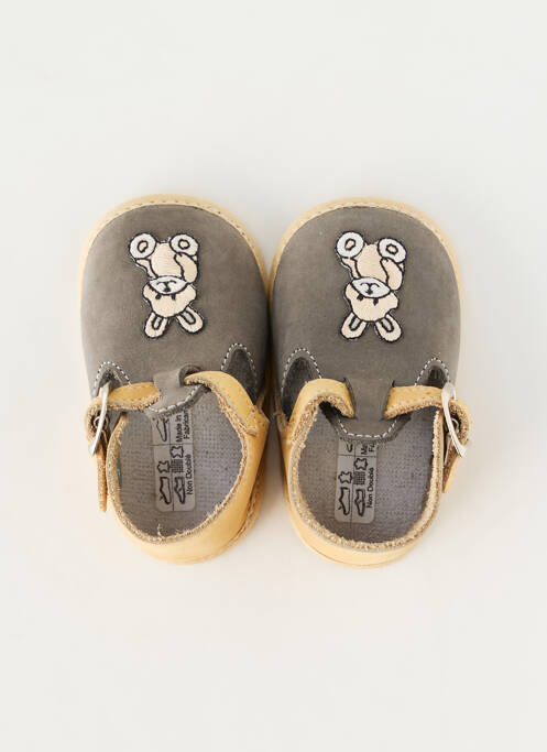 Chaussons/pantoufles semelle extérieure cuir bout rond gris CHAUSS'COEUR garcon