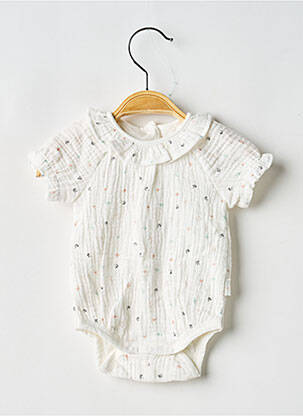 Body lingerie fermeture pressionnée à l'entrejambe blanc P'TIT BISOU fille