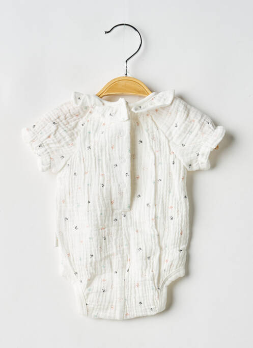 Body lingerie fermeture pressionnée à l'entrejambe blanc P'TIT BISOU fille