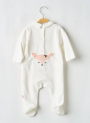 Pyjama fermeture pressionnée blanc P'TIT BISOU fille
