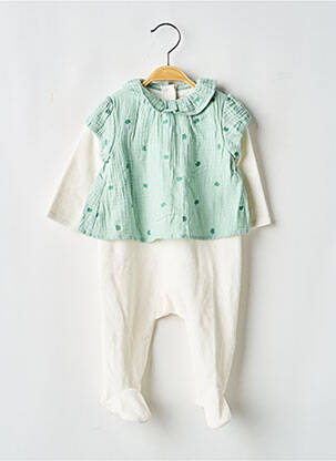 Combi-pantalon fermeture pressionnée manches longues vert P'TIT BISOU fille