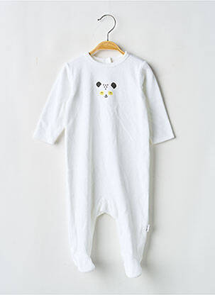 Pyjama fermeture pressionnée blanc P'TIT BISOU garcon