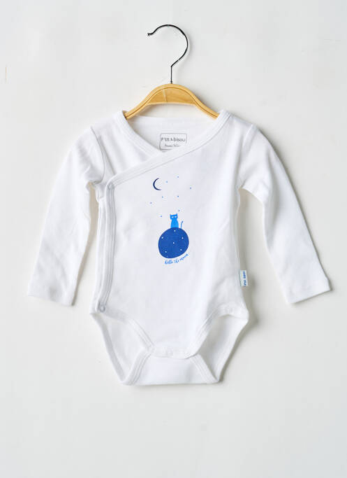 Body lingerie fermeture pressionnée blanc P'TIT BISOU garcon