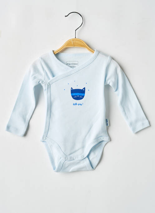 Body lingerie fermeture pressionnée bleu P'TIT BISOU garcon