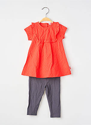 Ensemble pantalon broderie rouge P'TIT BISOU fille