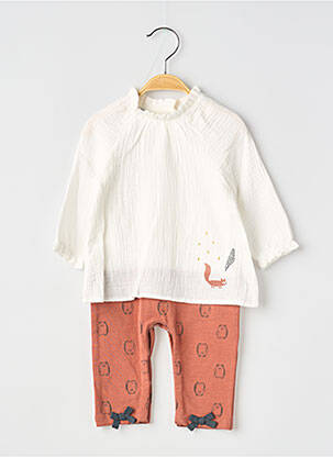 Combi-pantalon fermeture pressionnée à l'épaule manches longues orange MARESE fille