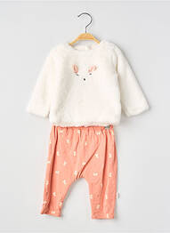 Ensemble pantalon fermeture pressionnée blanc P'TIT BISOU fille