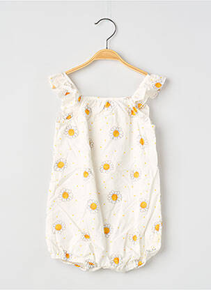 Barboteuse imprimé fleurs sans manche blanc P'TIT BISOU fille