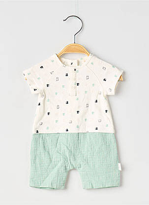 Combishort tissage jersey manches courtes vert P'TIT BISOU garcon
