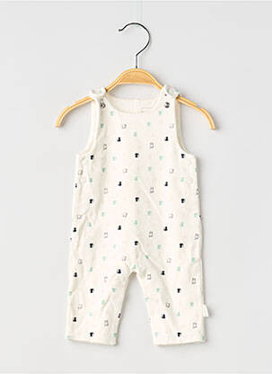 Combi-pantalon col rond sans manche blanc P'TIT BISOU garcon