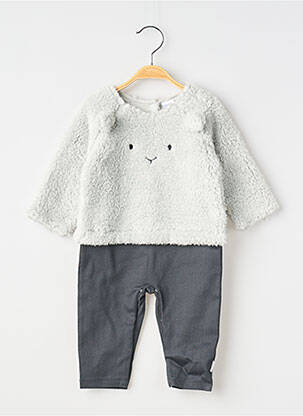Combi-pantalon fermeture pressionnée manches longues gris P'TIT BISOU garcon