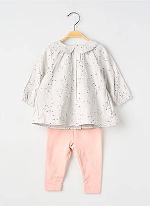 Ensemble pantalon fermeture pressionnée gris P'TIT BISOU fille