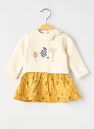 Robe mi-longue col rond manches longues beige MARESE fille