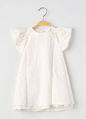 Robe mi-longue manches courtes manches courtes blanc P'TIT BISOU fille