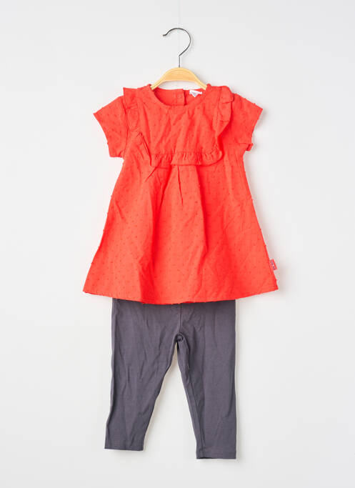 Ensemble pantalon broderie rouge P'TIT BISOU fille