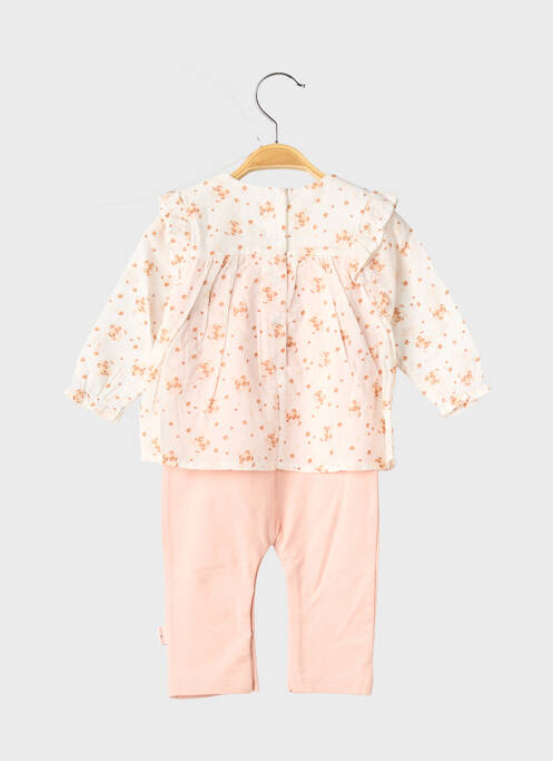 Combi-pantalon fermeture pressionnée à l'épaule manches longues rose P'TIT BISOU fille