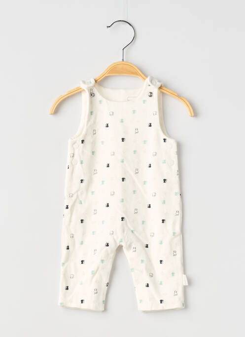 Combi-pantalon col rond sans manche blanc P'TIT BISOU garcon
