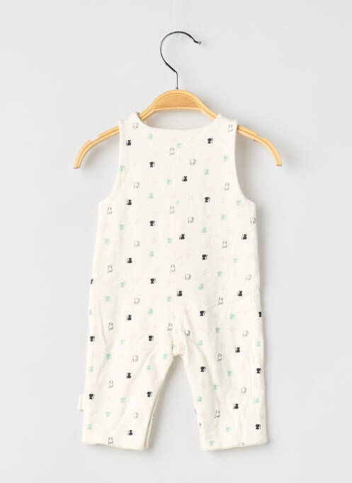 Combi-pantalon col rond sans manche blanc P'TIT BISOU garcon