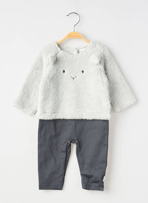 Combi-pantalon fermeture pressionnée manches longues gris P'TIT BISOU garcon