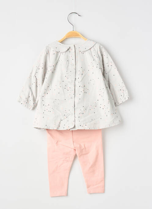 Ensemble pantalon fermeture pressionnée gris P'TIT BISOU fille