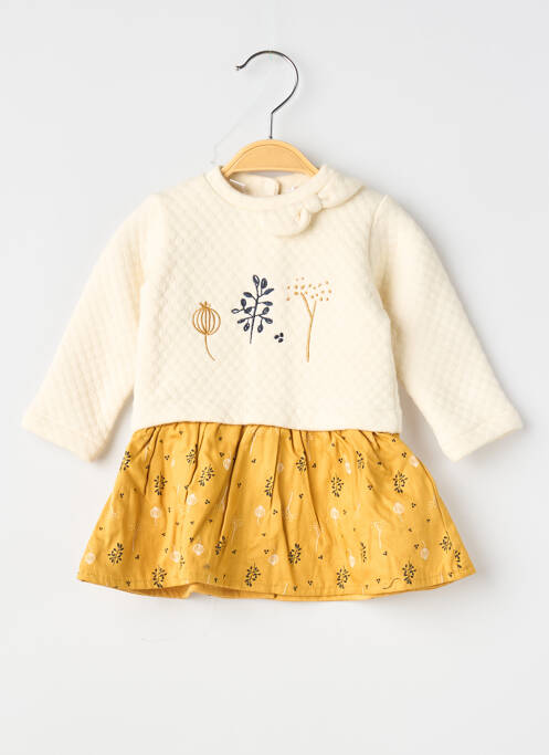 Robe mi-longue col rond manches longues beige MARESE fille