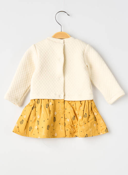 Robe mi-longue col rond manches longues beige MARESE fille