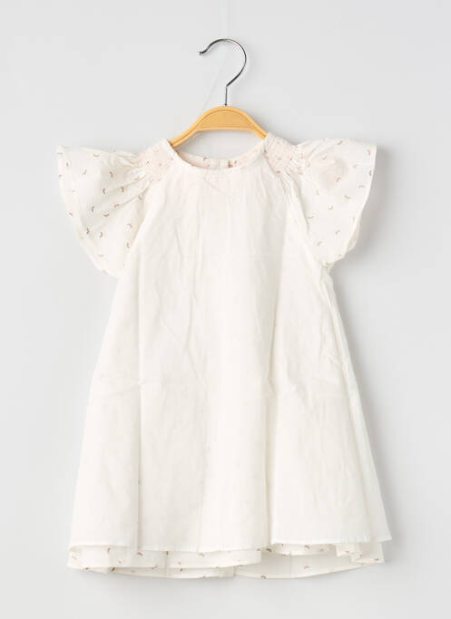 Robe mi-longue manches courtes manches courtes blanc P'TIT BISOU fille