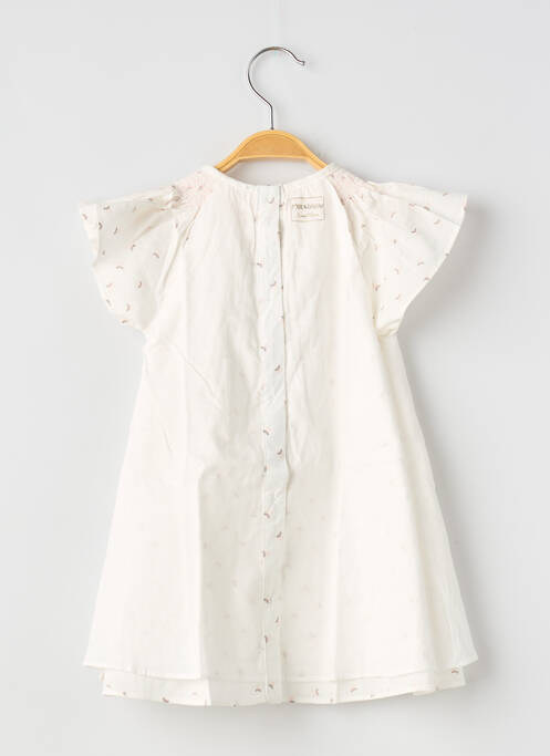 Robe mi-longue manches courtes manches courtes blanc P'TIT BISOU fille