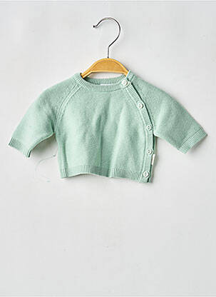 Gilet manches longues col rond vert P'TIT BISOU garcon