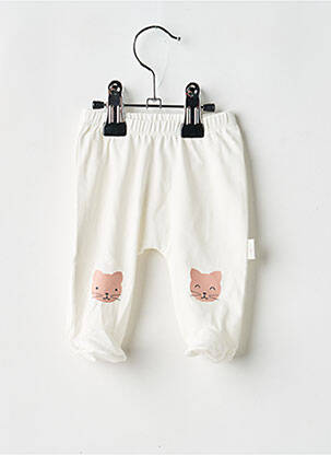 Pantalon droit tissage jersey taille élastique blanc P'TIT BISOU enfant