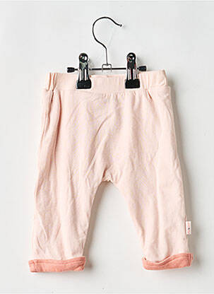 Pantalon slim tissage popeline taille élastique rose P'TIT BISOU fille