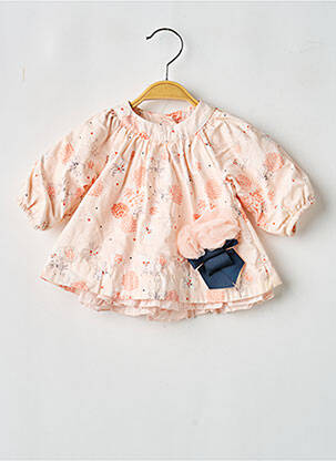 Robe mi-longue doublure manches longues rose MARESE fille