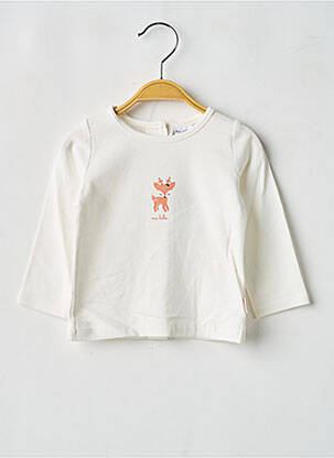 T-shirt stretch manches longues blanc P'TIT BISOU fille