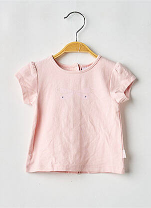 T-shirt stretch manches courtes rose P'TIT BISOU fille
