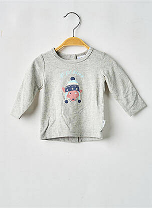 T-shirt fermeture pressionnée manches longues gris P'TIT BISOU garcon