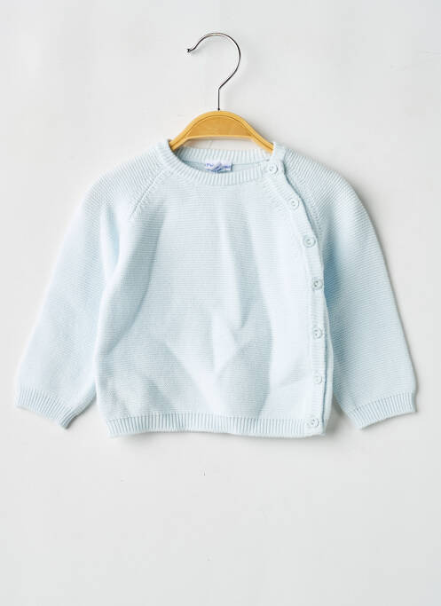 Gilet manches longues col rond bleu P'TIT BISOU garcon