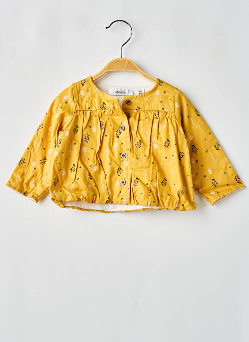 Chemisier tissage popeline manches longues jaune MARESE fille
